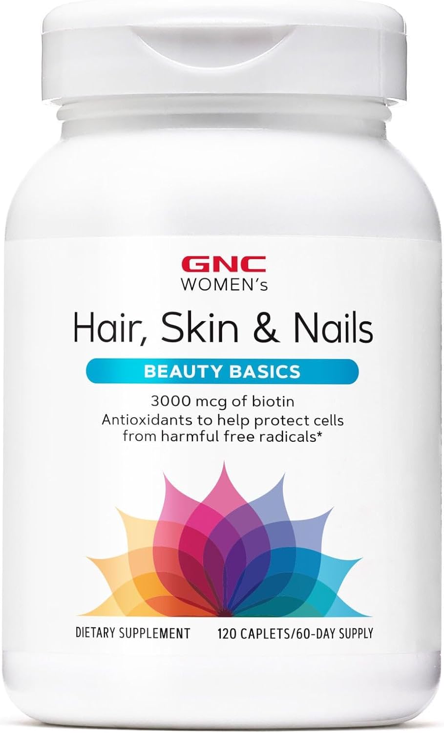 GNC Women’s Hair, Skin & Nails | Daily Multivitamin Blend | Biotin (3,000 mcg), Hyaluronic Acid, Vitamins C & E with Niacin | Added Antioxidants | Supports Womens Health and Beauty | 120 Caplets