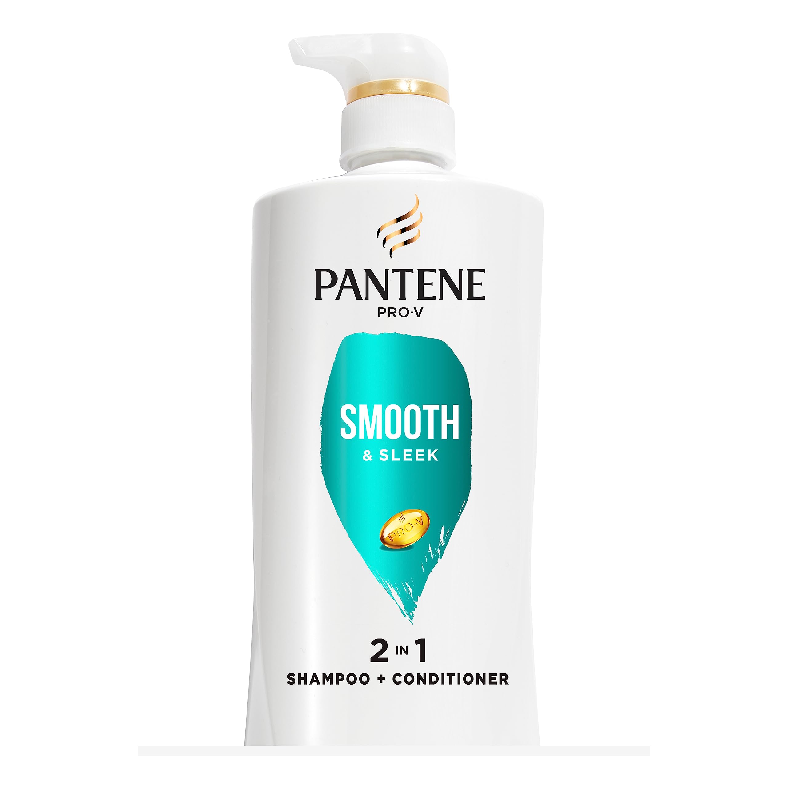 Pantene Pro-V Smooth & Sleek 2 in 1 Shampoo & Conditioner,17.9 fl oz Pump Bottle 17.9 Fl Oz (Pack of 1)