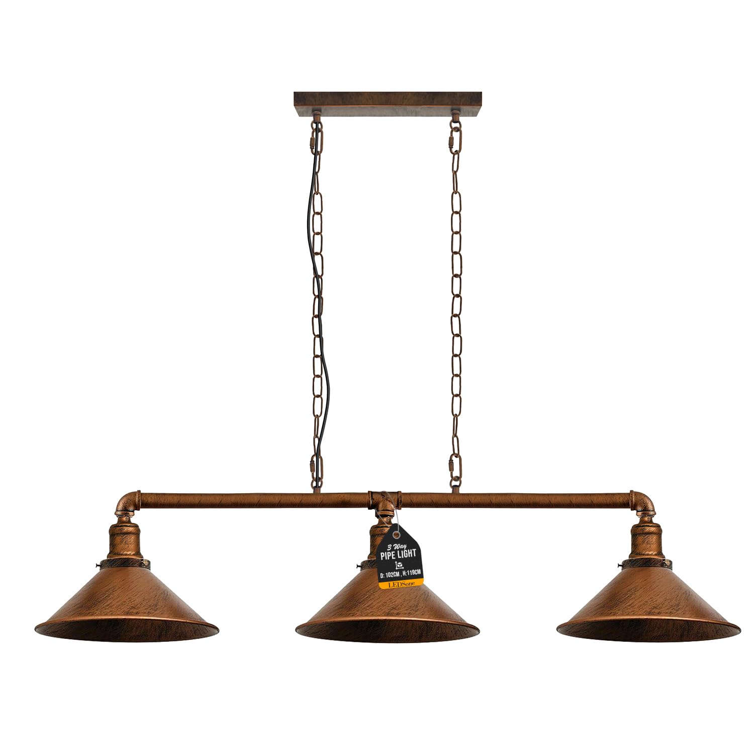 LEDSone 3-flammige Retro-Stil Steampunk-Röhrenlichtleiste Gebürstetes Kupfer Metall