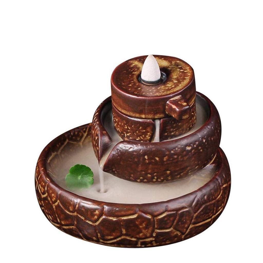 Quemador de Incienso, Quemador de Incienso de reflujo de cerámica, Soporte de Incienso de Cascada de Humo, incensario de aromaterapia con Plato Giratorio Tradicional