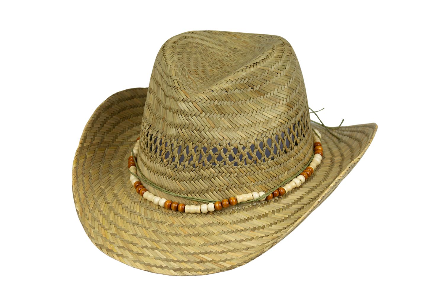 Chapeau Cowboy Alamo En Paille – Taille 7 1/4, Bord 4”, Beige