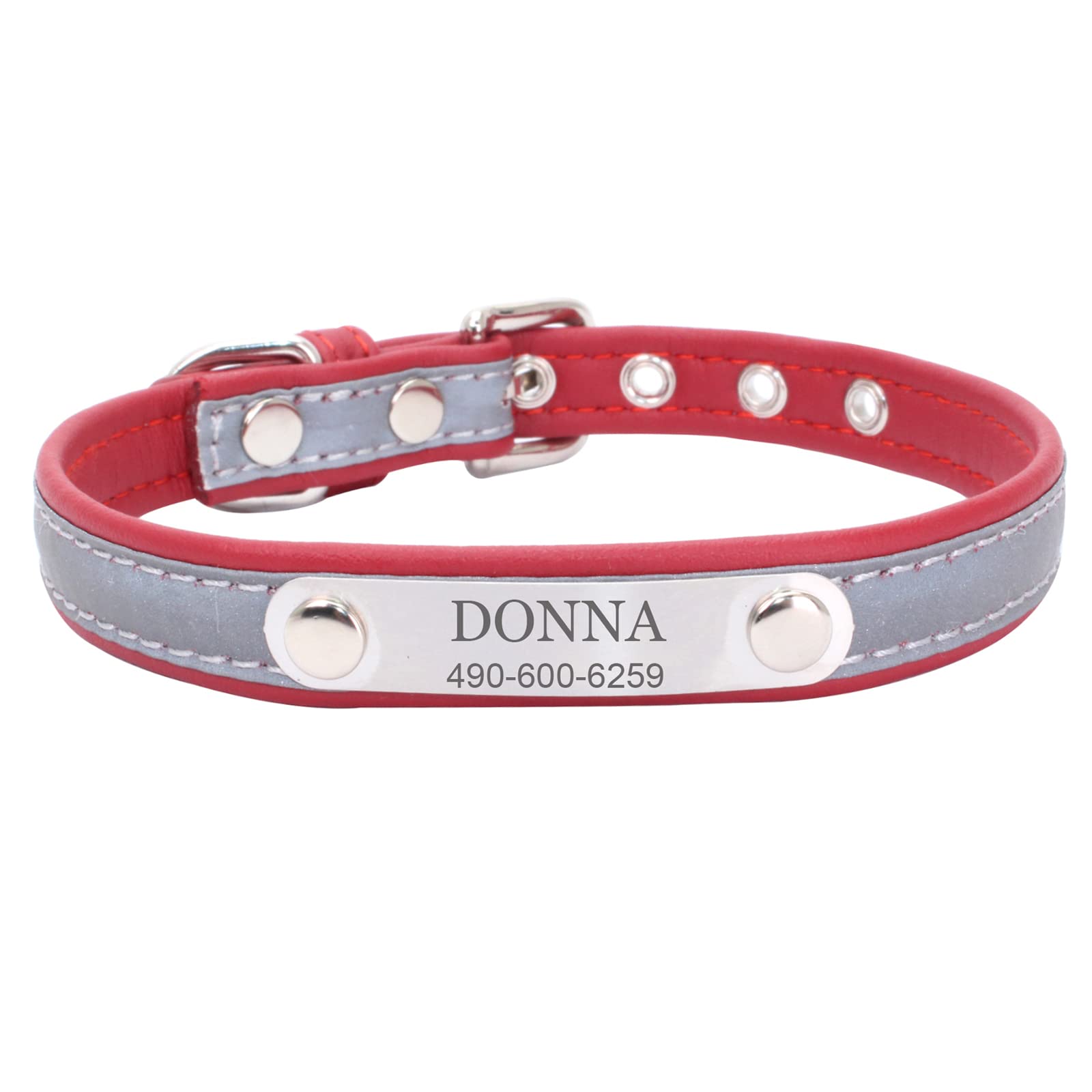 Personalized Leather Nameplate Dog Collar Custom Free Engraved ID Name Tag Pet Dog Collars for Small Medium Large Dogs — image 1