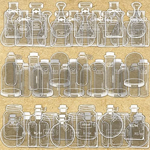 Scrapbooking Sticker Set Flaschen Transparente Dekorative Aufkleber für Sammelalbum Laptops Bullet Journal DIY-Kunsthandwerk Scrapbook zubehör 90 Stück Cover