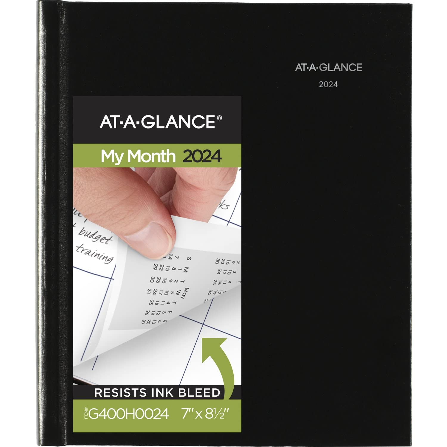 AT-A-GLANCE 2024 Monthly Planner, DayMinder, 7" x 8-1/2", Medium, Monthly Tabs, Hardcover, Black (G400H0024)