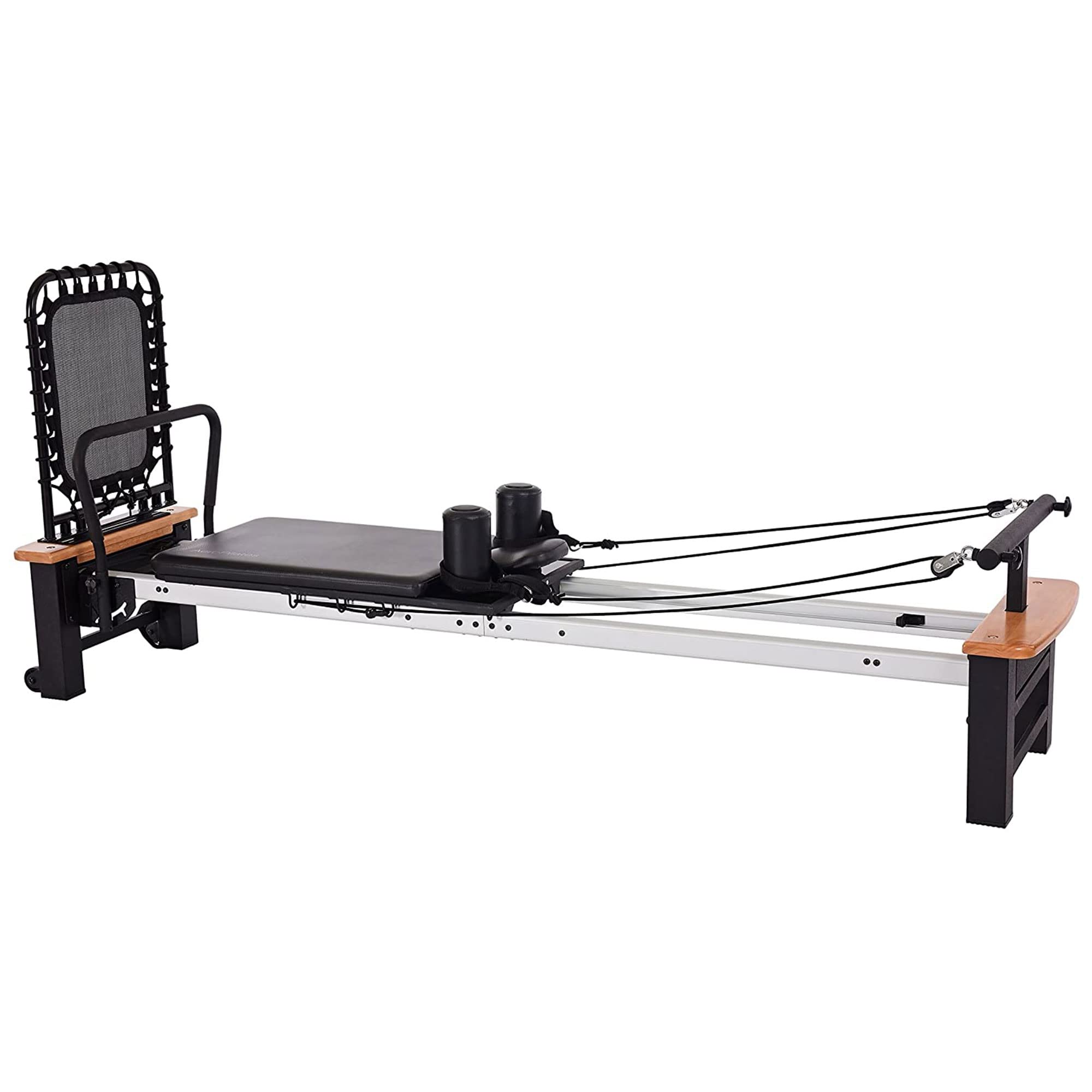 Stamina Products AeroPilates Pro 565 Pilates Reformer with Oak Wood Base – Studio Grade for Home Use with Cardio Rebounder, Adjustable Foot Bar, 4 Resistance Springs, and Workout DVD