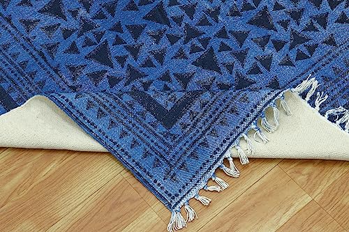 Tapis imprimé à la main en coton de qualité supérieure, design géométrique - 8