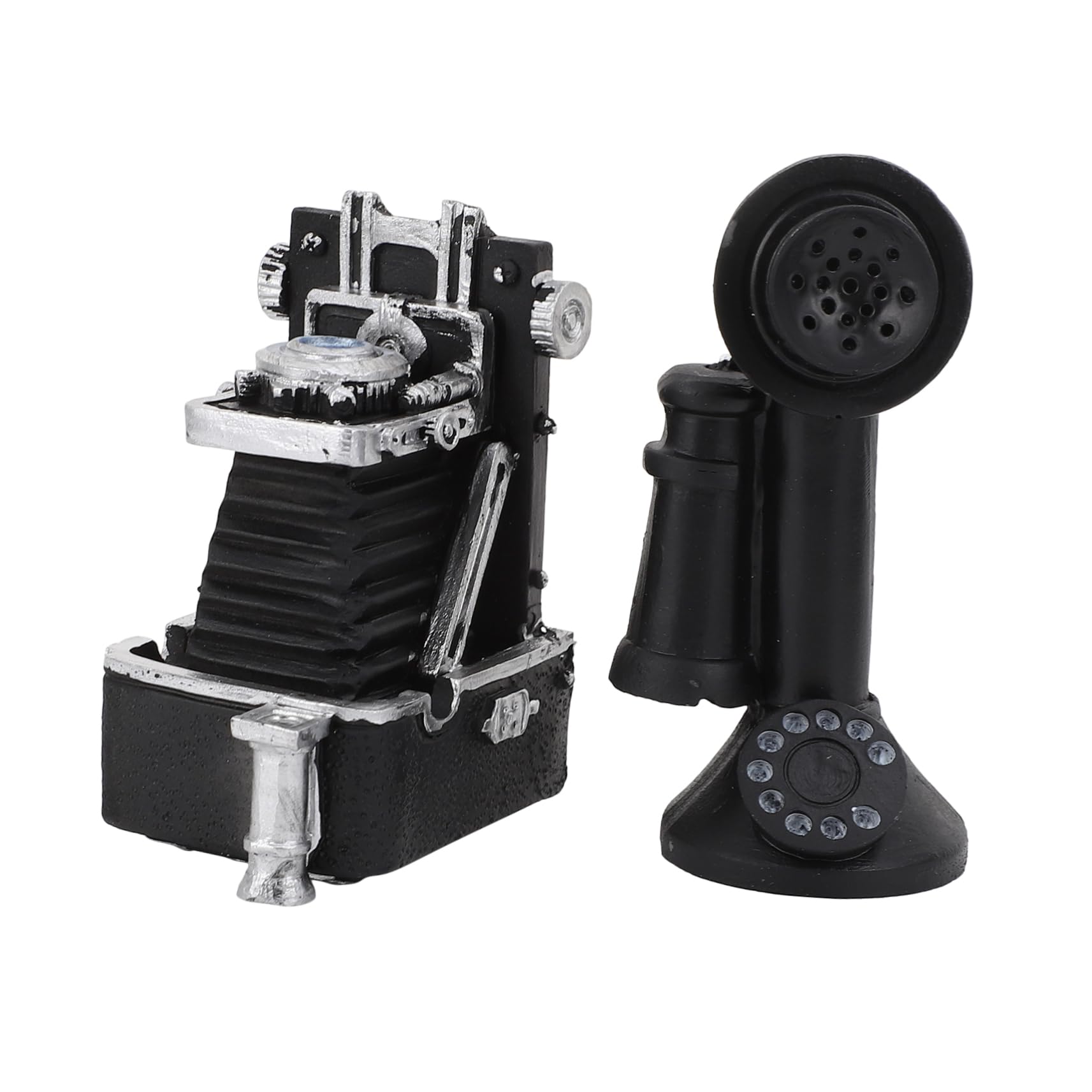 Toyvian 1set Miniature Retro Camera Telephone Vintage House Decor for Boys and Girls Collectors Portable Resin Craft Models for Desktop Ornament Landscape Adornment