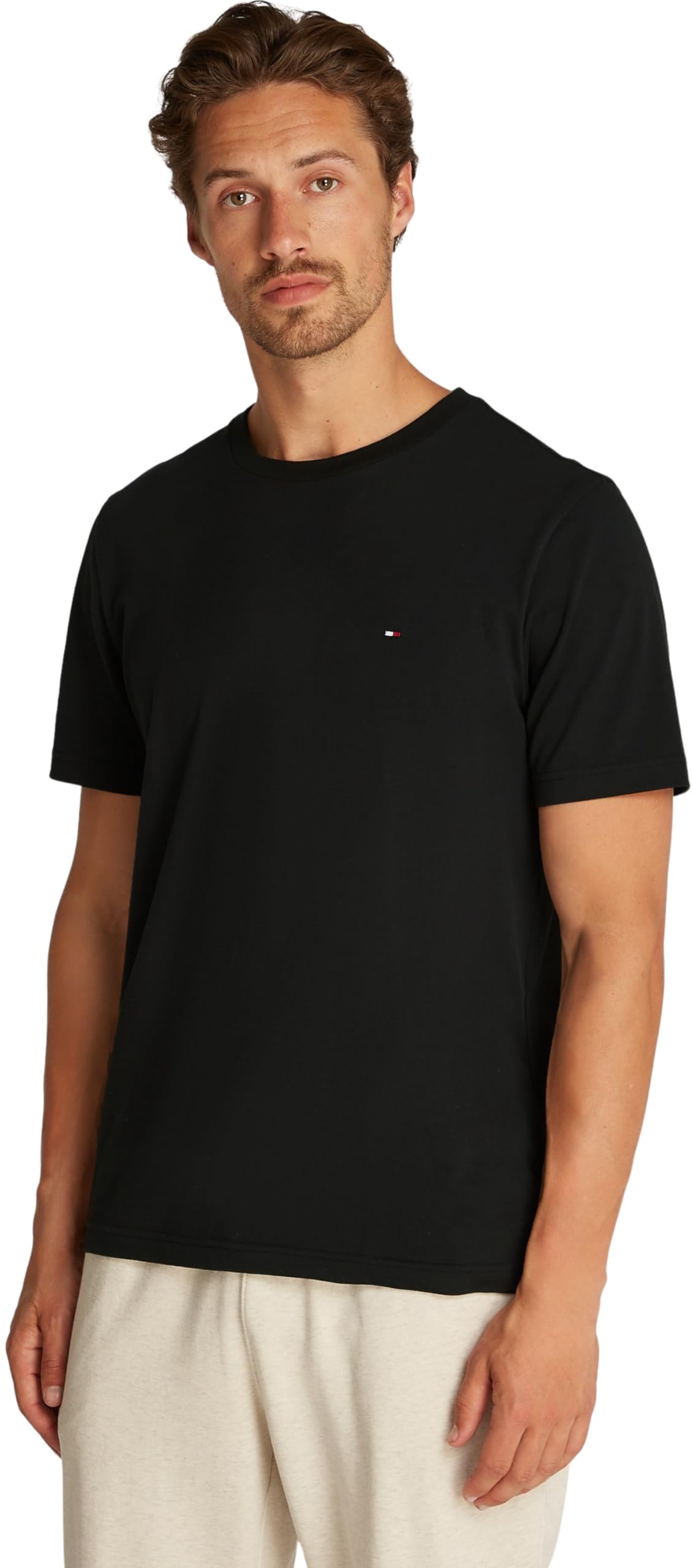 Tommy Hilfiger Men's Black Short-Sleeved T-Shirt in Size L, Sports Direct