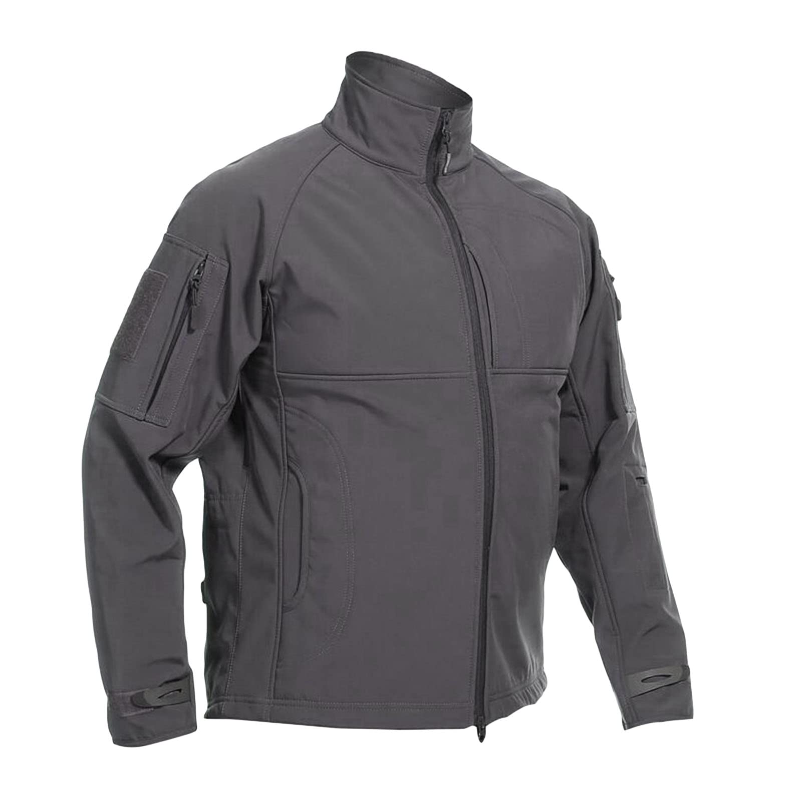 Maiyifu-GJ Men's Full-Zip Softshell Tactical Jacket Fleece-Lined Jackets Windbreaker Hiking Winter Outdoor Windproof Jacket (Grey,Medium)