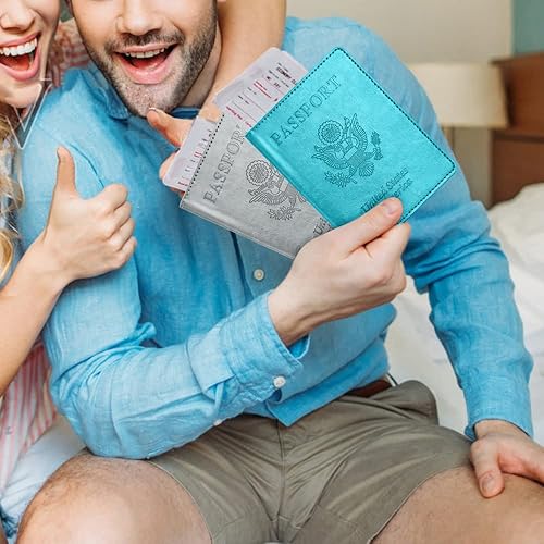 Miniatura 6 de Paquete de 2 soportes para tarjetas de pasaporte y vacunas, soporte para pasaporte con ranura para tarjeta de vacuna, cartera para pasaporte, funda