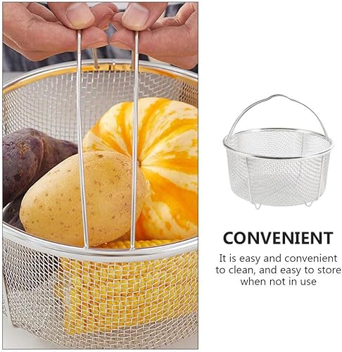 Miniatura 7 de Cabilock Cesta de acero inoxidable para freír profunda, cesta redonda de malla de alambre con asa, colador de cocina para papas fritas, servir