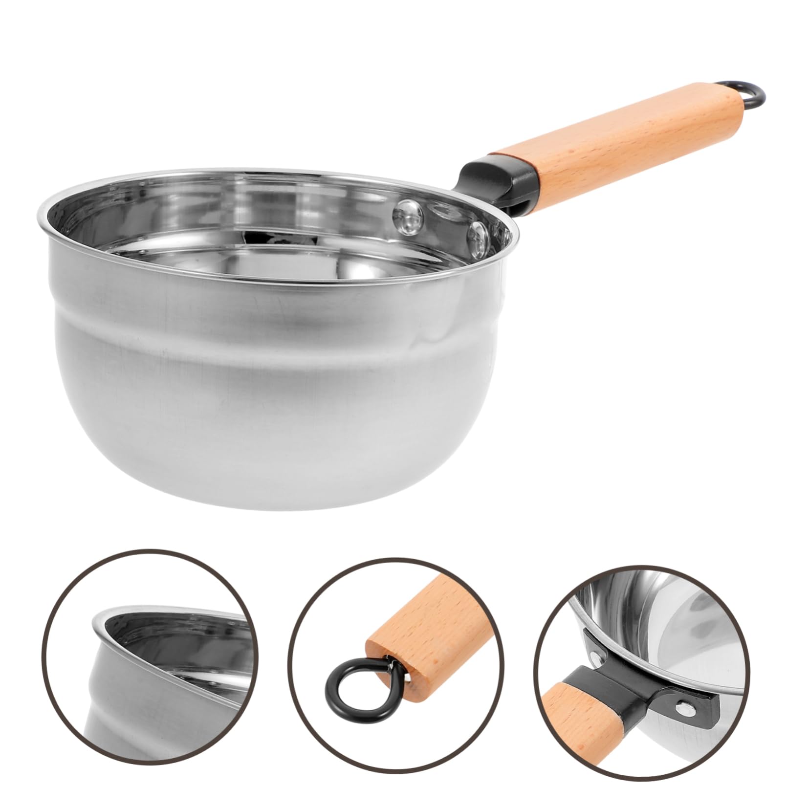 Louche Cuisine en Acier Inoxydable Manche en Bois, Ustensile Multifonctionnel et Finition Soignée pour Usage Domestique et Professionnel