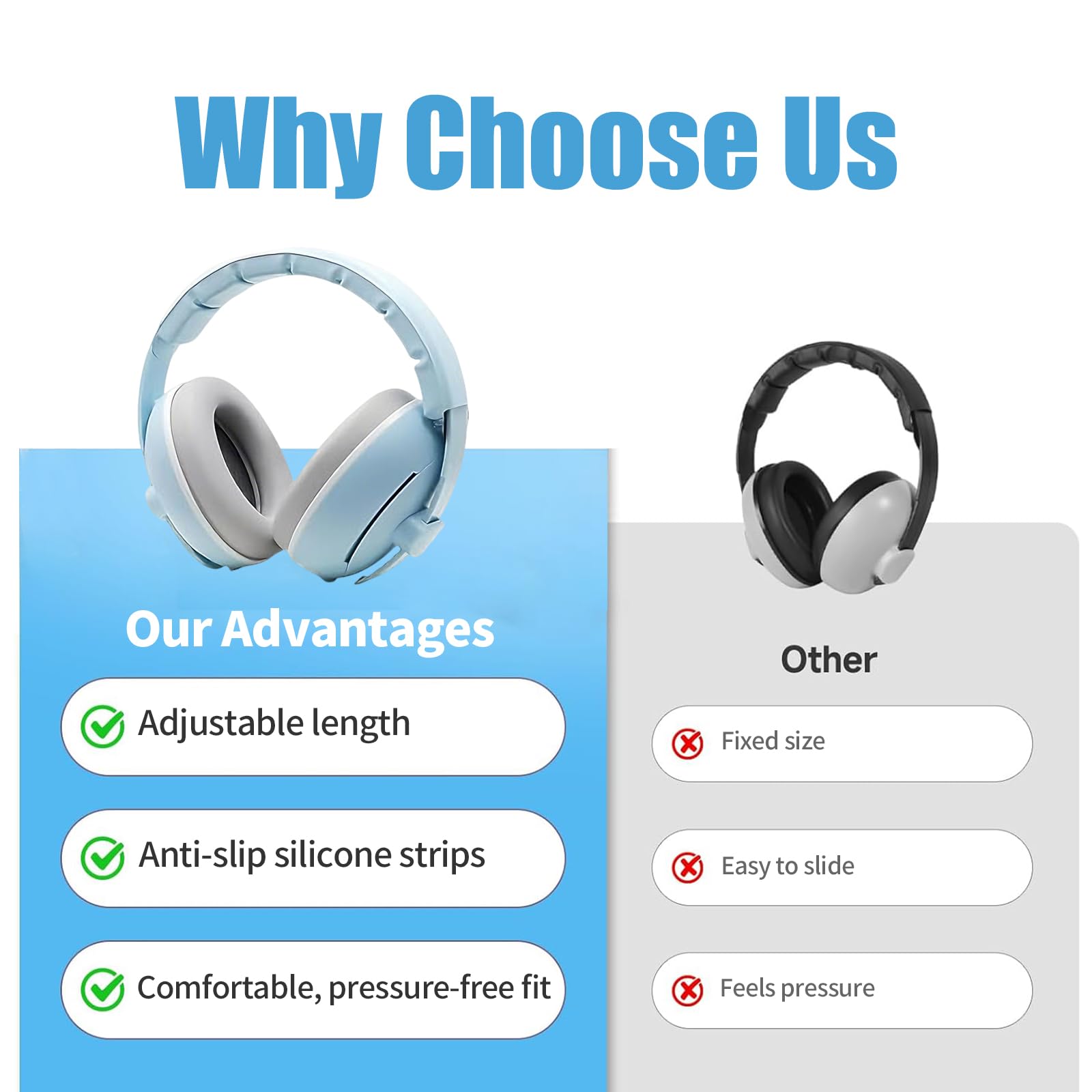 Cascos Bebe Antiruido, Con Bolsa de Transporte, para Sueño y Viajes, Protectores Auditivos Ajustables para Bebé y Niños de Hasta 48 Meses, Reducción de Ruido hasta 25dB