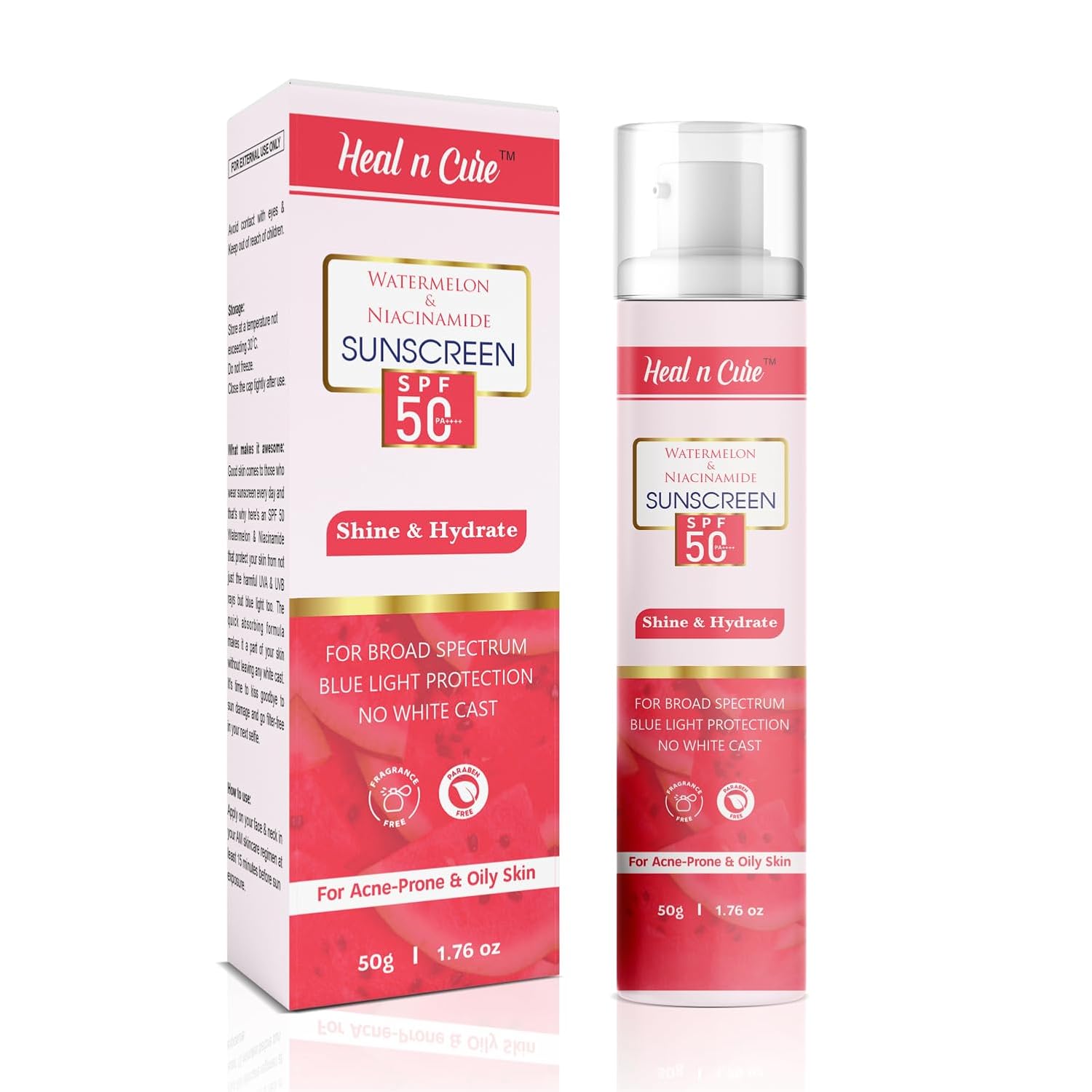 HealNCure Niacinamide Oil Balance Fluid Sunscreen SPF 50 PA++++ - Light & Matte Sunscreen for Oily Skin with Broad Spectru...