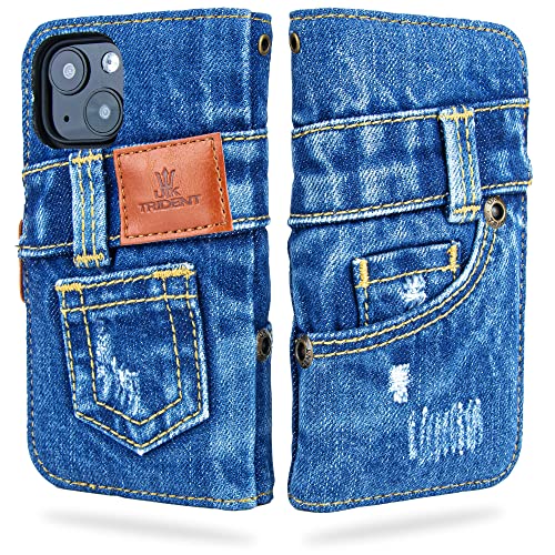 UK Trident デニム iPhone13miniケース 手帳型(アイフォン13ミニ ケース)カード収納 おしゃれ iPhone13mini ケース(5.4インチ)
