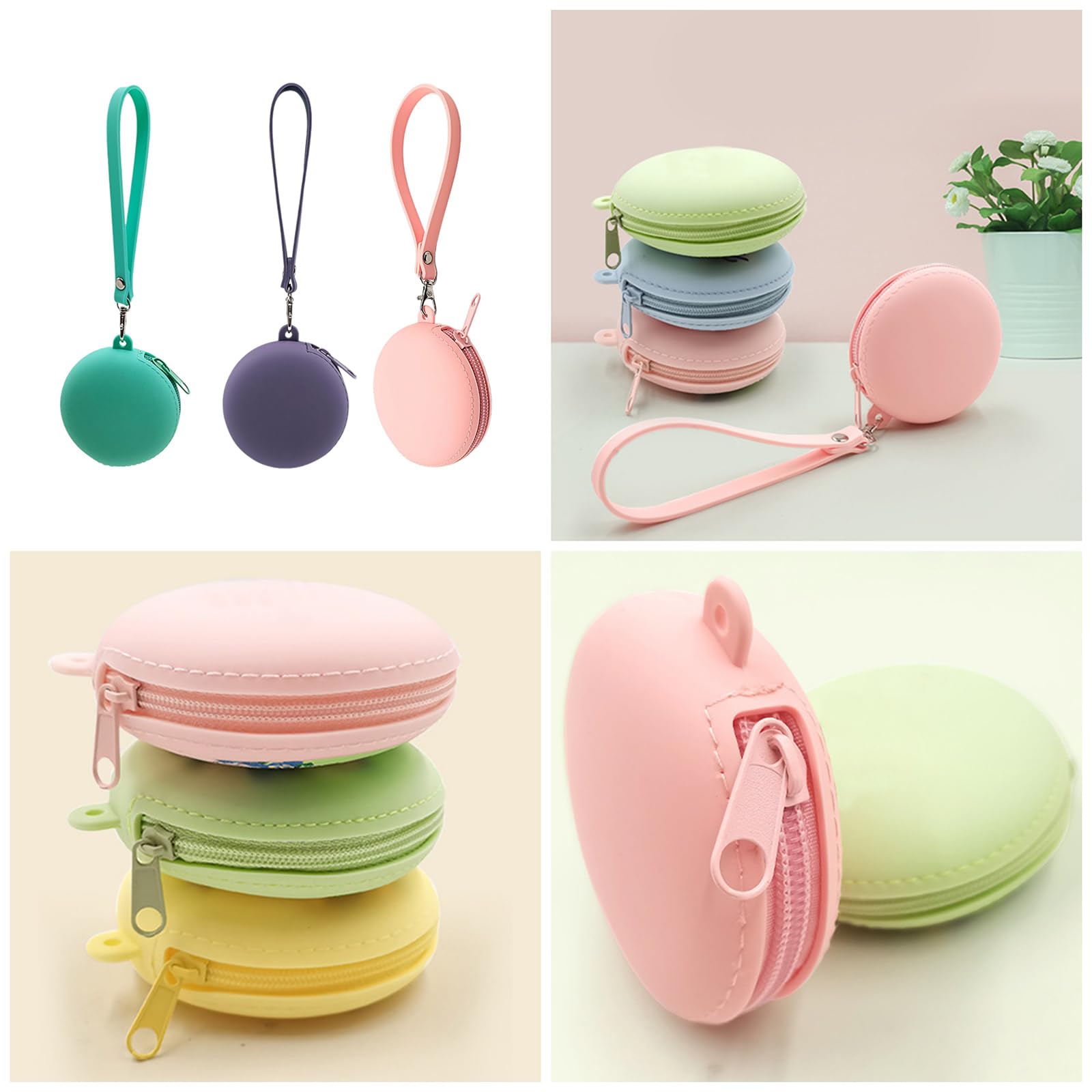 Porte-monnaie Rond élégant - Petit Sac Avec Fermeture éclair - Pour Pièces, Billets, Cartes - Cuir - Couleurs Variées