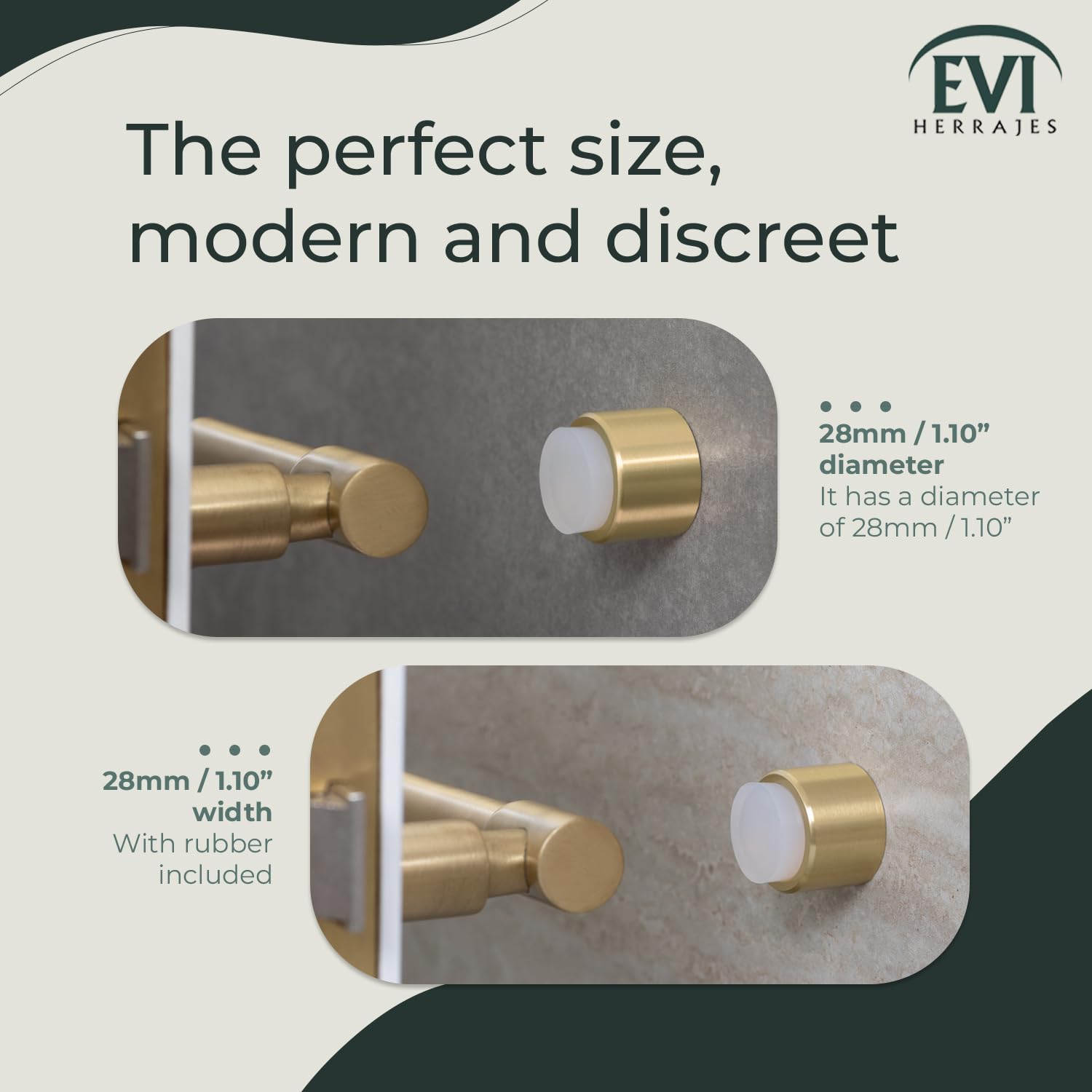 Fermaporta Adesivo In Gomma E Ottone - Diametro 28mm, Bianco, Per Proteggere Muri E Mobili - Foto 8