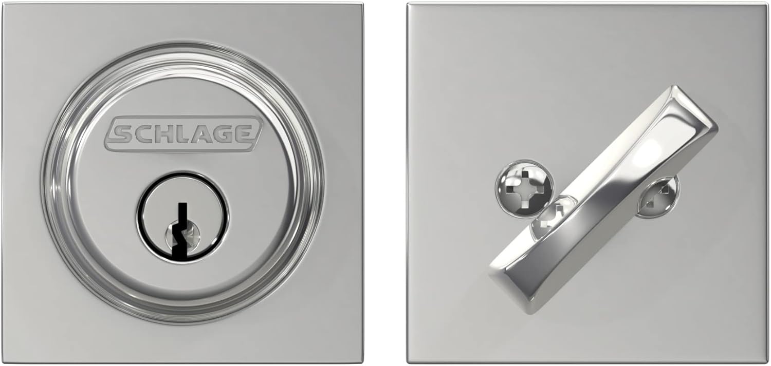 SCHLAGE Lock Company B60 N COL 625 Single Cylinder Deadbolt, Bright Chrome