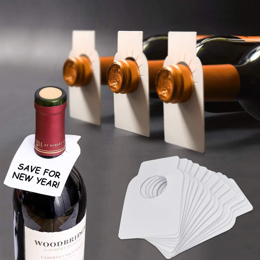 Sarini Confezione da 100 Etichette per Bottiglie in PVC Premium - Etichette Impermeabili per Bottiglie di Vino per Una Facile etichettatura