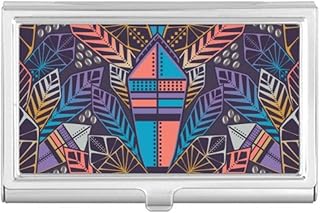 Colorful Building Symmetric Pattern Business Card Holder Case Pocket Box Wallet