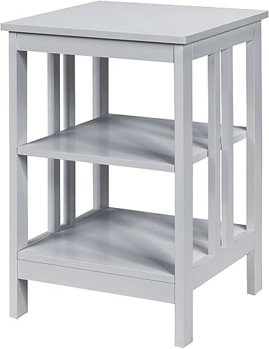 Miniatura 12 de KOTEK Mesita de noche de 3 niveles, mesa auxiliar de madera para sofá con estantes de almacenamiento, estructura estable, mesa auxiliar para Negro