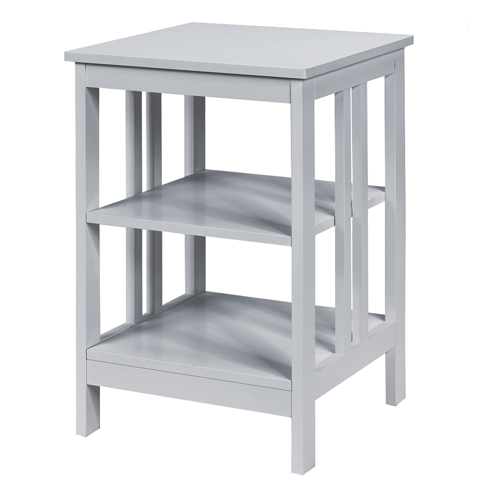 KOTEK 3-Tier Nightstand, Wooden Sofa Side Table with Storage Shelves, Stable Structure, Accent Table Bedside Table End Table for Bedroom, Living Room, Easy Assembly (Grey)