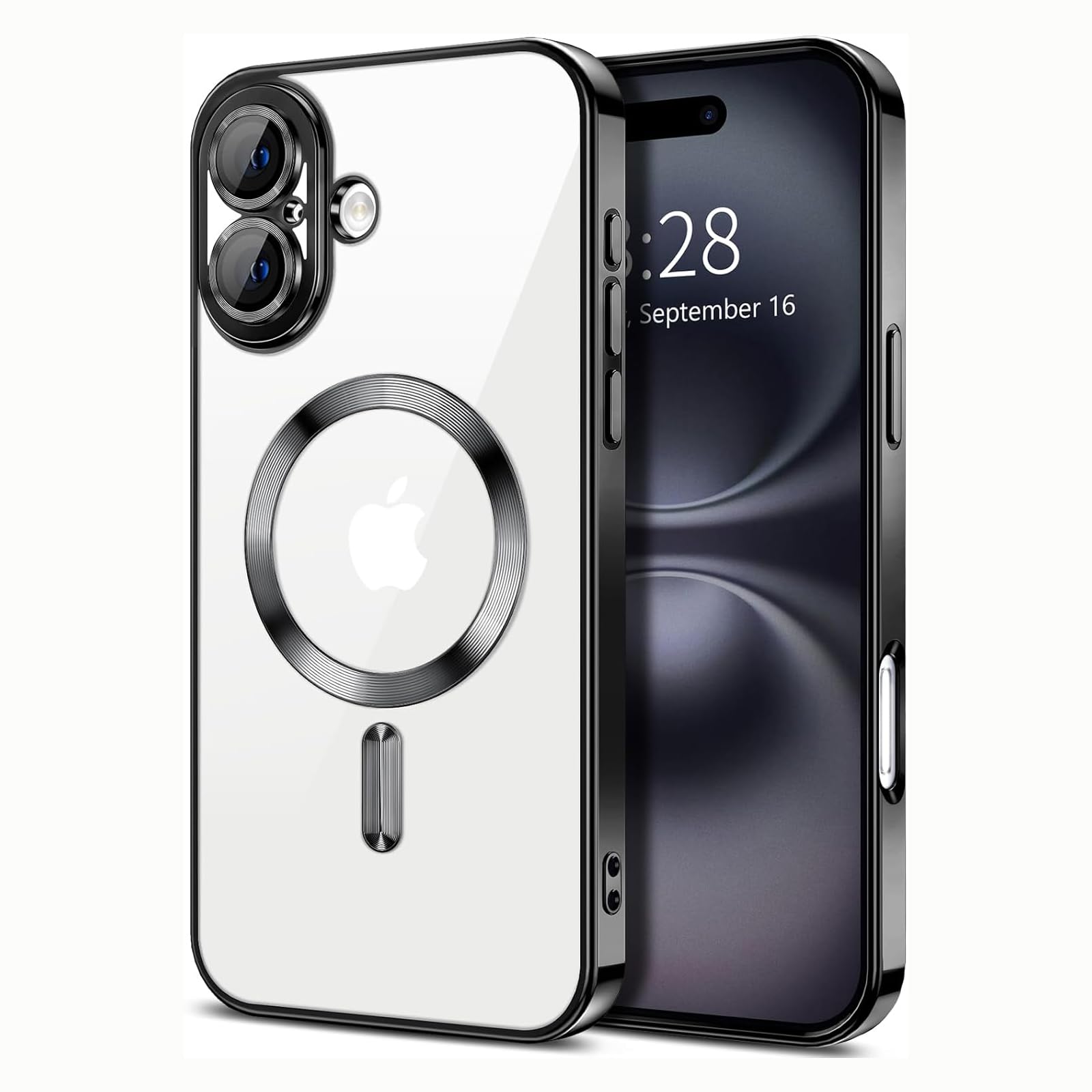 Eisuiyi iPhone 17 用 クリアソフトケース magesafe対応 メッキ加工 TPU 薄型 カメラレンズ保護 アイフォン17 対応透明ケース 6.3インチ 耐衝撃 ブラック