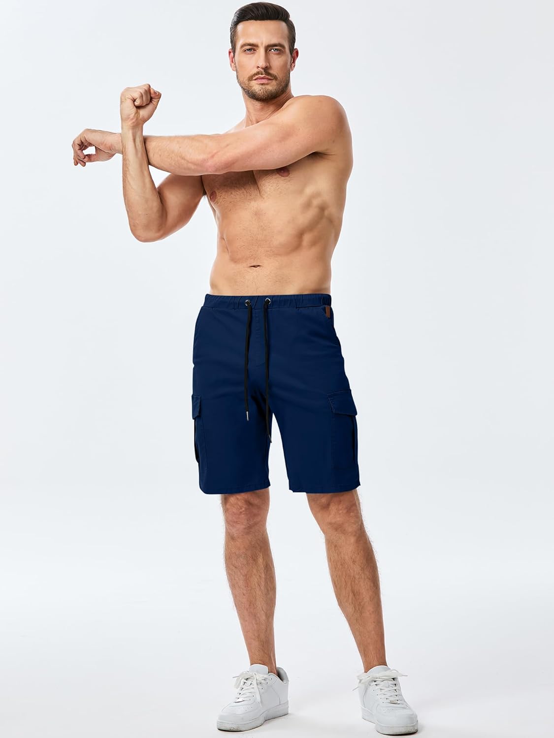 JMIERR Mens Casual Cargo Shorts - Cotton Drawstring Stretch Summer Beach Shorts Twill Chino Short with 6 Pockets - Image 5