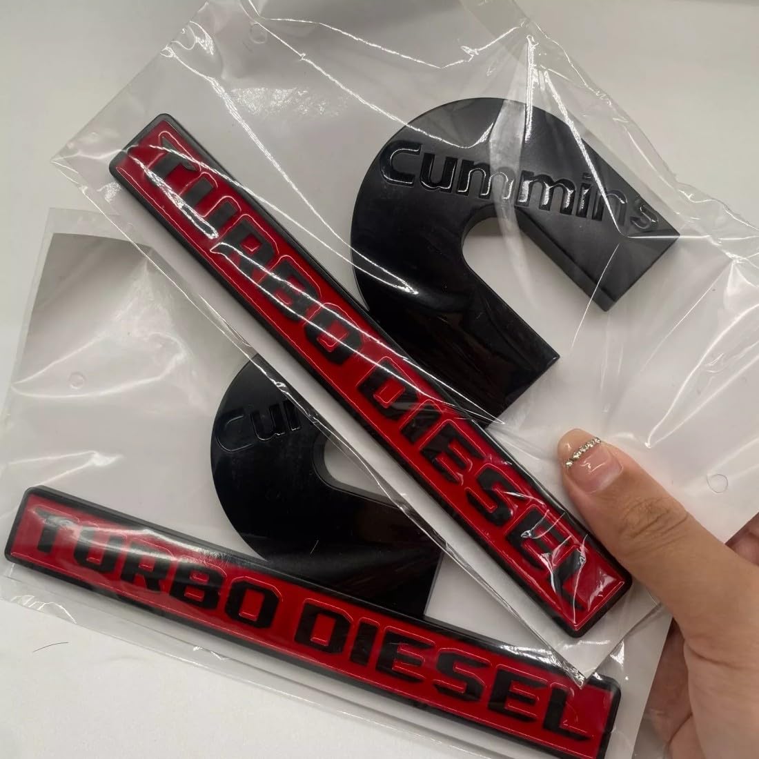 2-Piece Front Fender Turbo Diesel Emblem – Chrome/Black/Red – Fits 2500/3500