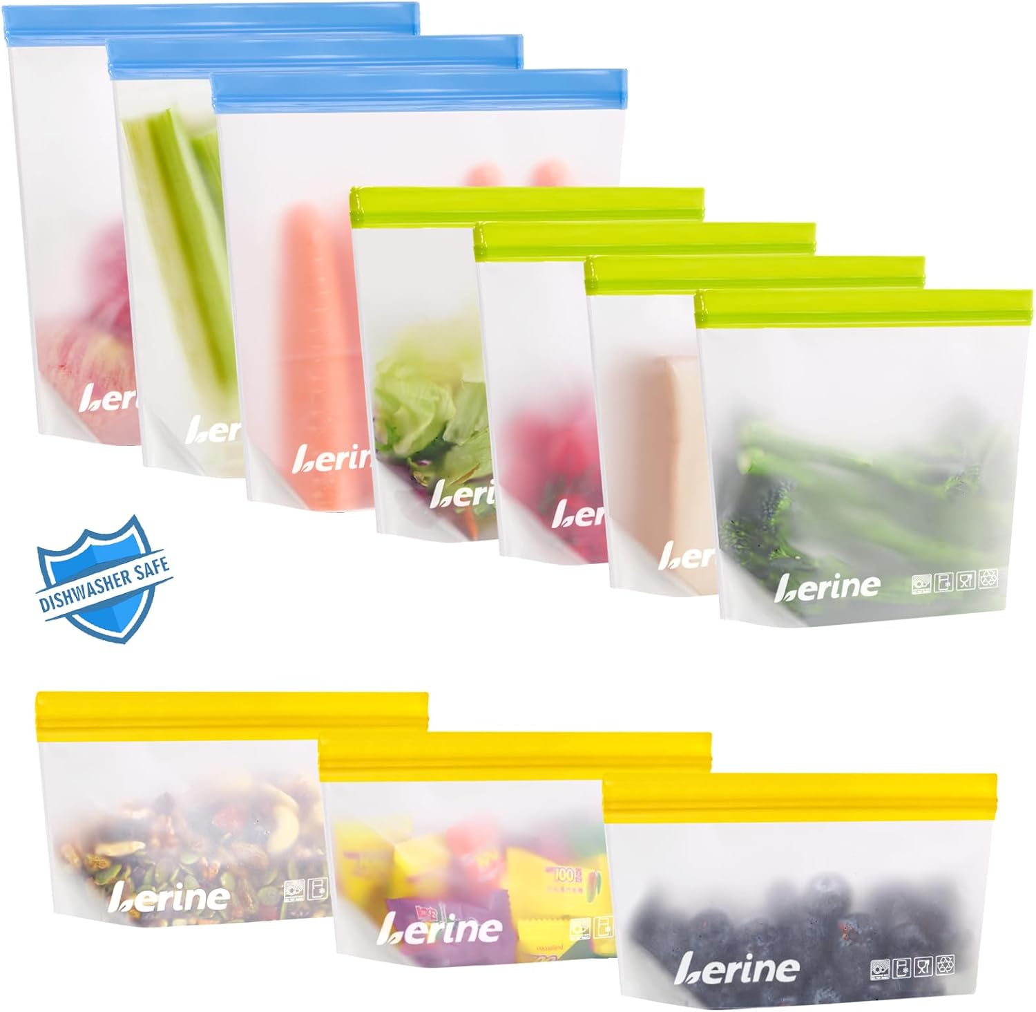 10-Pack Silicone Stand-Up Freezer Bags – BPA-Free, Leakproof & Multi-Size