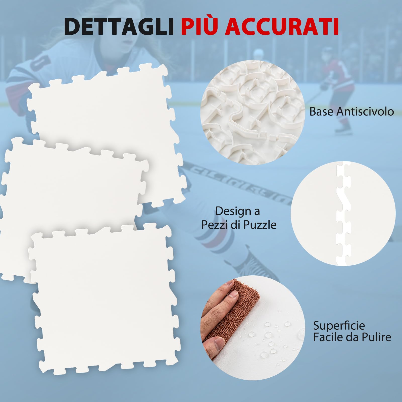 COSTWAY Piastrelle per Pavimenti da Hockey per Allenamento, Pista di Pattinaggio Artificiale Estensibile, Tavola di Ghiaccio Artificiale per Esterni, Facile Installazione, Confezione da 10