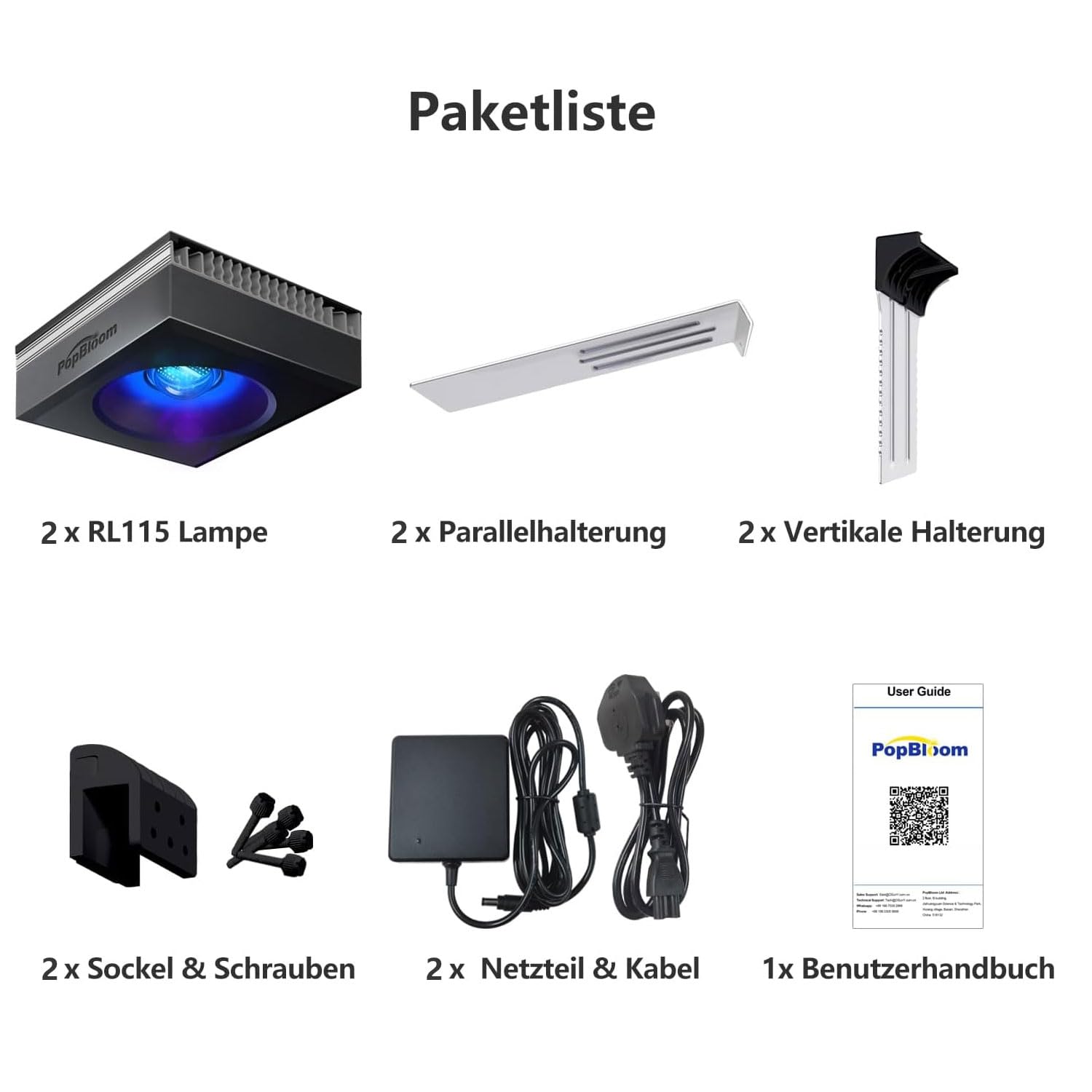 NEU PopBloom RL115 WiFi Meerwasser LED Lampe 240W, Vollspektrum Led Aquarium Beleuchtung für Reef Coral SPS/LPS Fischaquarium, APP unterstützt Deutsch
