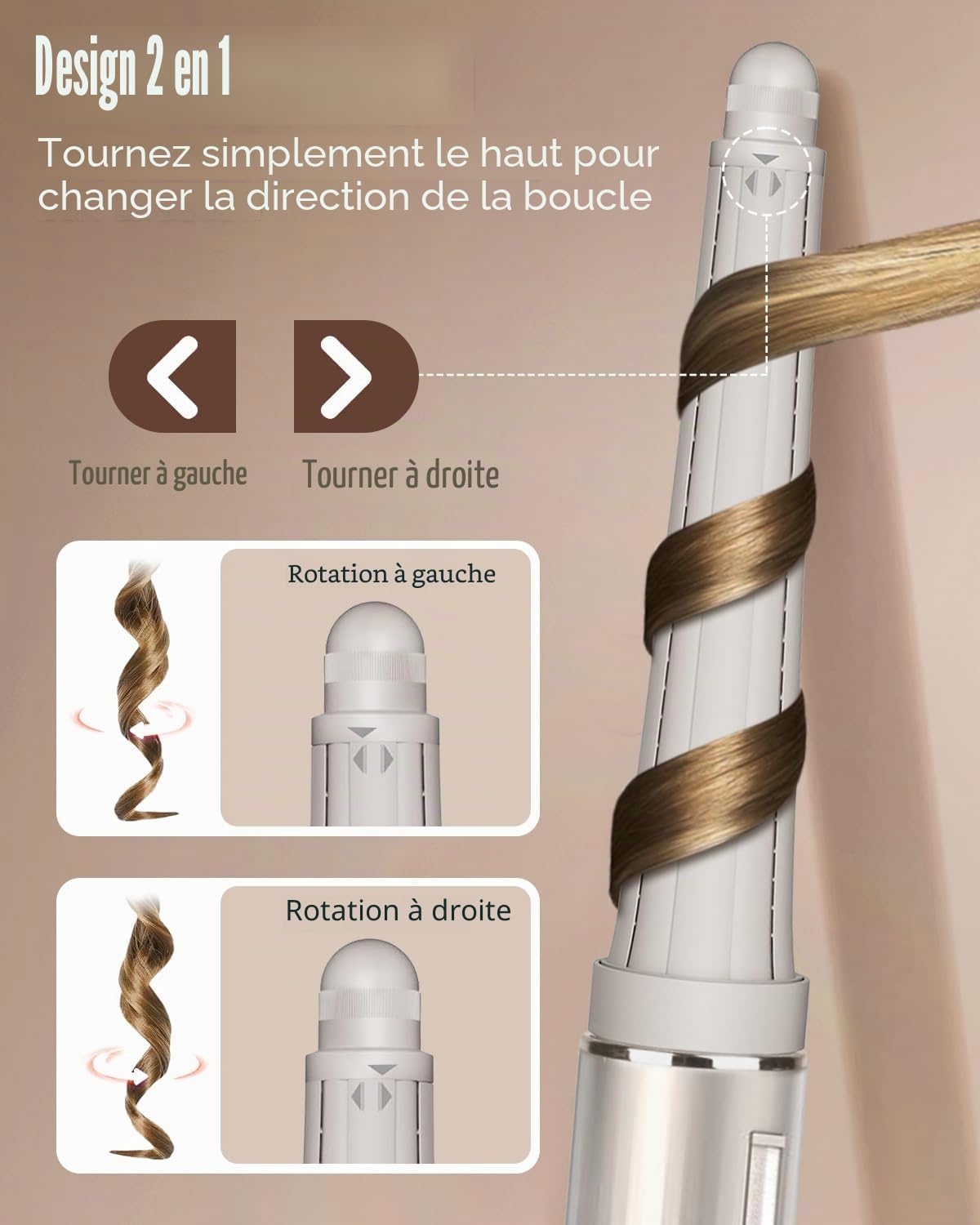 Bigoudi long pour accessoires Shark FlexStyle, bigoudis de 1,9 à 3,6 cm, enroulement automatique avec les deux directions