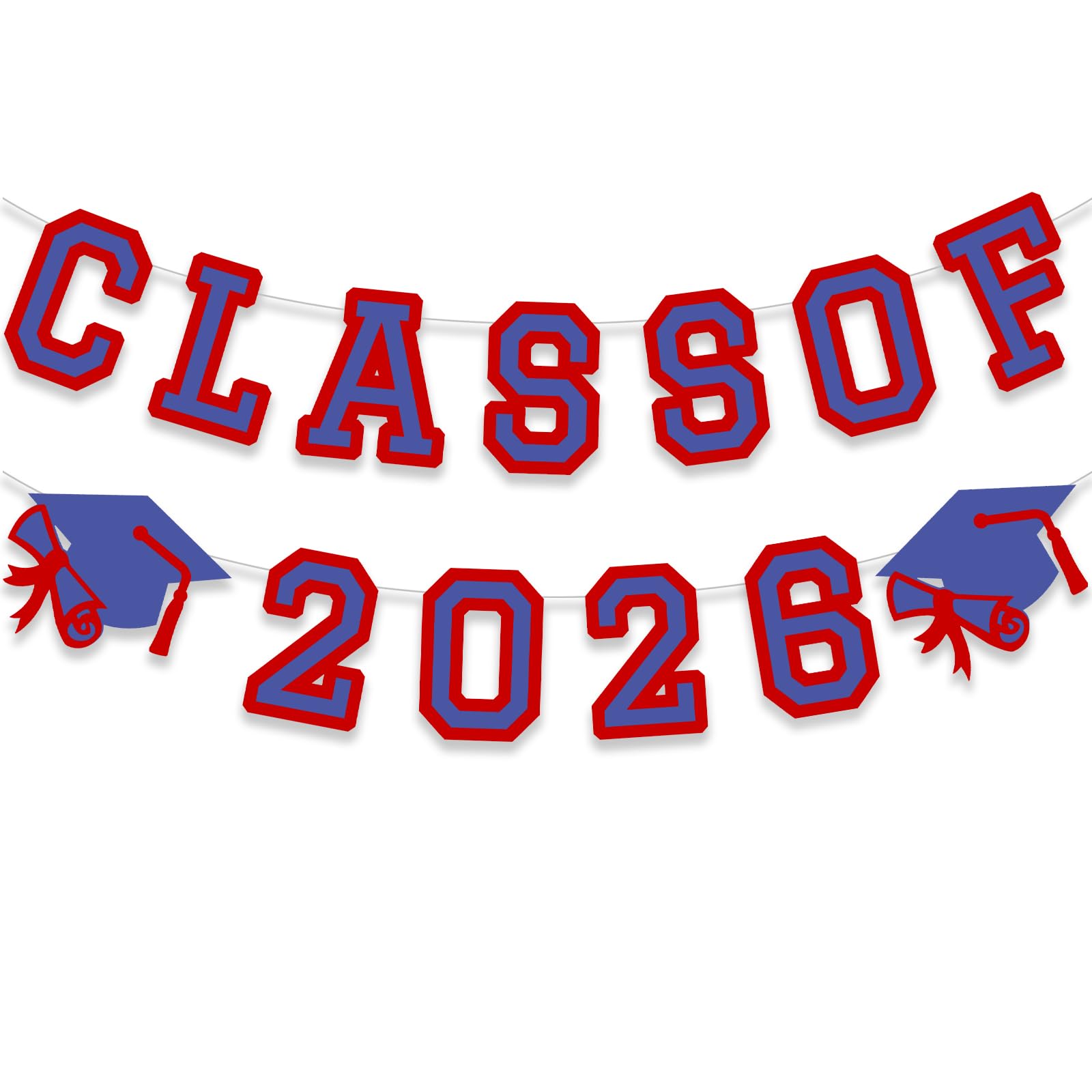 Class of 2026 Graduation Banner University College Grad Garlands Decoration Party Supplies High School Colors Blue Red