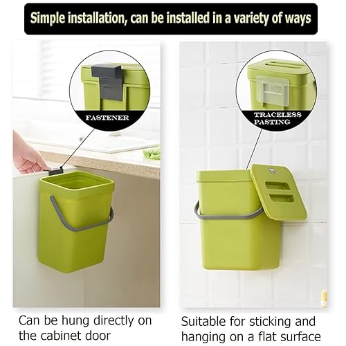 Miniatura 5 de Bote de basura de cocina con tapa, pequeño bote de basura para colgar debajo del fregadero, pequeño cubo de basura para cocina, baño, caravana,