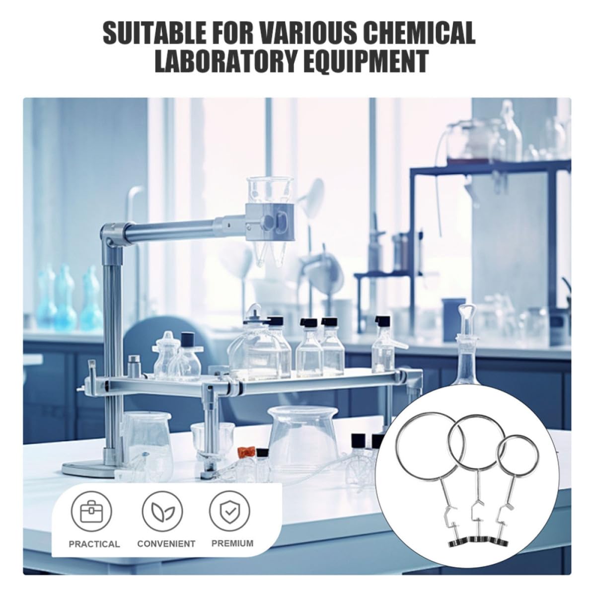 6pcs Iron Laboratory Ring Stand Clamps with Corrosion Resistance and Stability for Chemistry Lab Work and Research Institutions Support