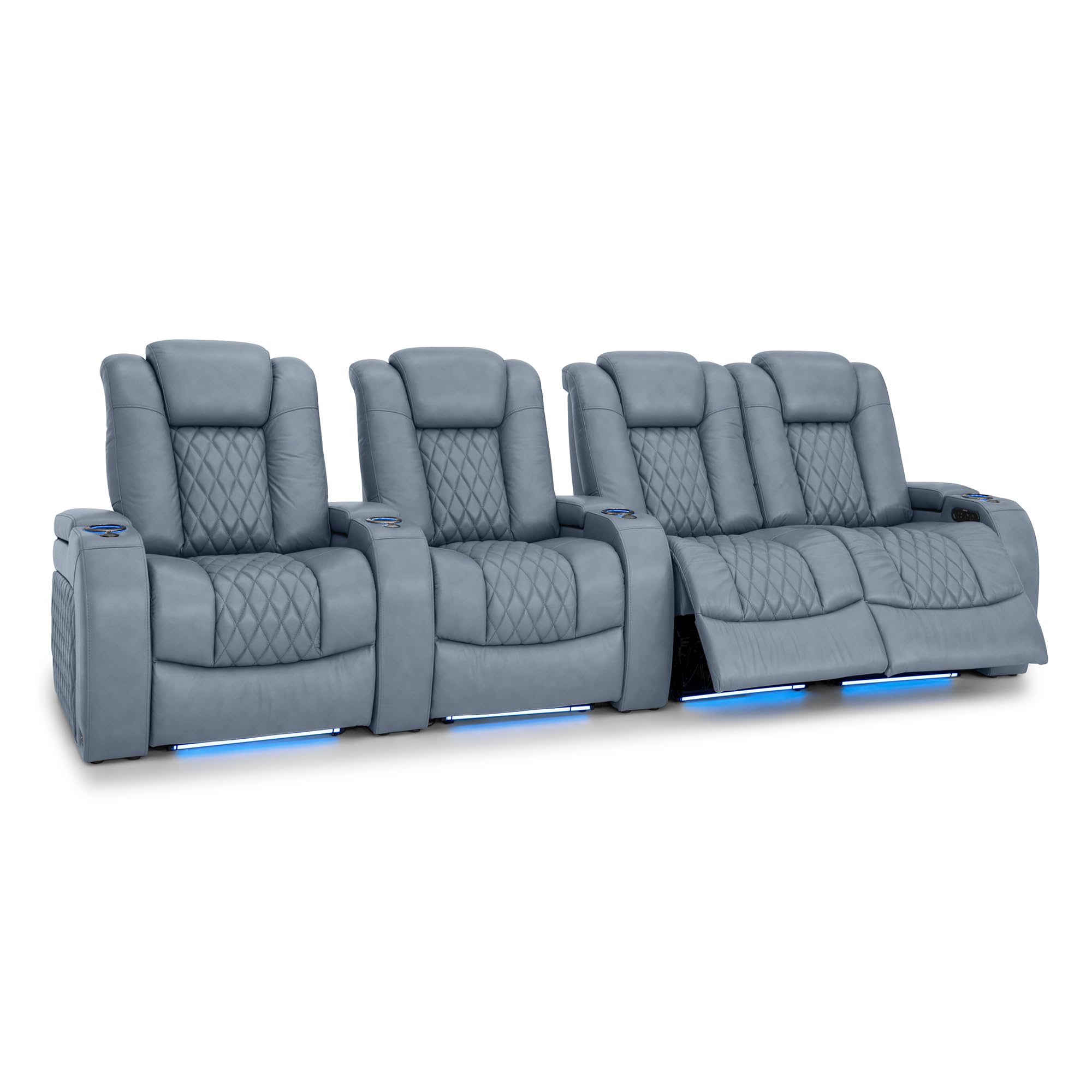 Seatcraft Diamante Home Theater Seating Smokey Blue Row of 4 Right Loveseat