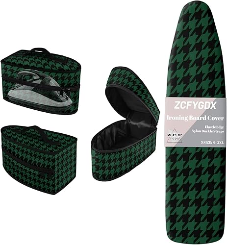 Miniatura 19 de Juego de funda para tabla de planchar con funda organizadora de hierro, 17 x 49 pulgadas, resistente al calor, 3 correas de sujeción ajustables,