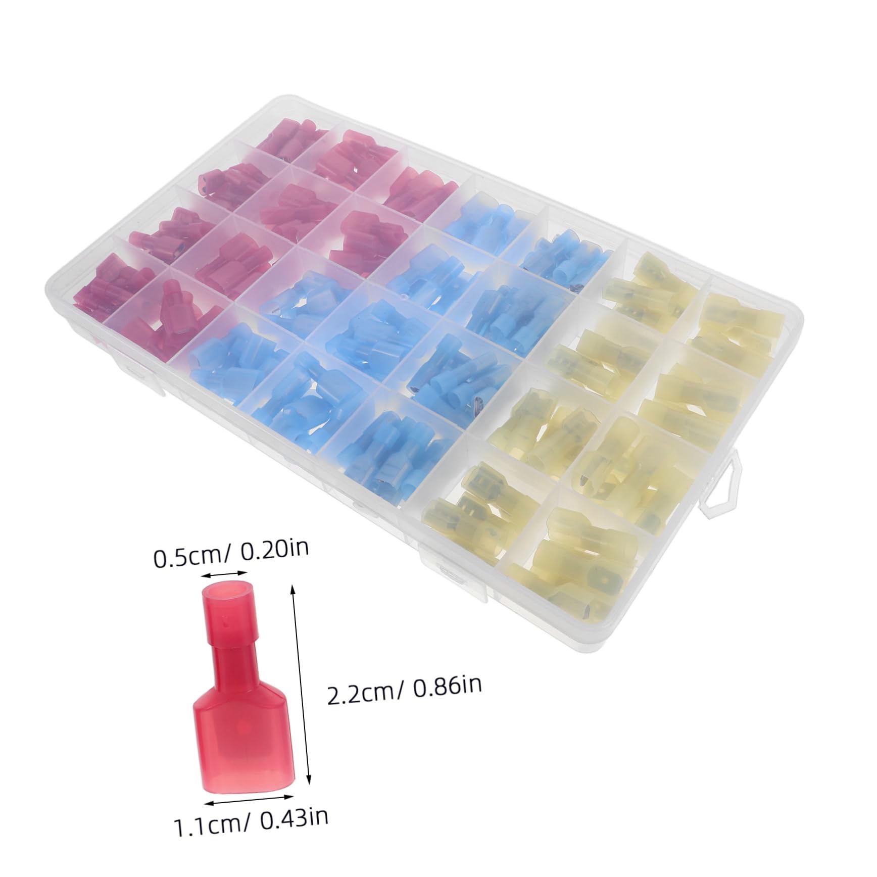 200Pcs Insulated Nylon Spade Connectors Kit Male Female Quick Disconnect Wire Terminals for Residential Commercial Industrial Wiring Needs