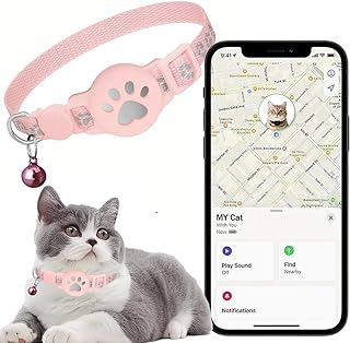 Katzenhalsband mit GPS für kleine Katze und Hund (nur iOS), Mini GPS Tracker Katze Ohne ABO, Keine monatlichen Gebühren, SIM-Karte, Echtzeit-Tracking katzentracker (Halsband + Tracker pink)