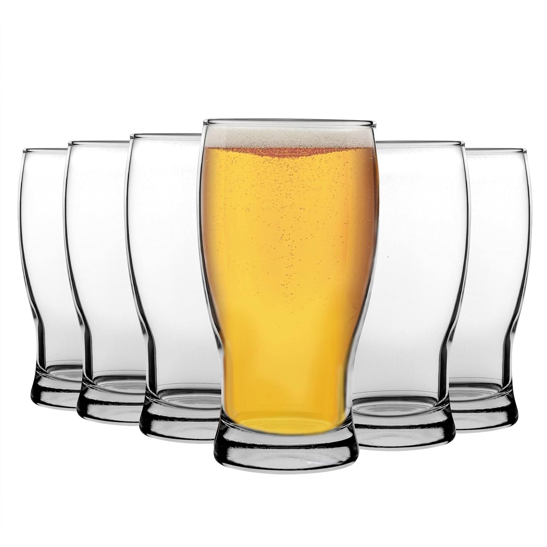 Lav Transparent 12X Clear 580Ml Belek Classic Beer Glasses - Large Lager Ale Cider Pilsner Drinking Pint Glass Pub Cup Set