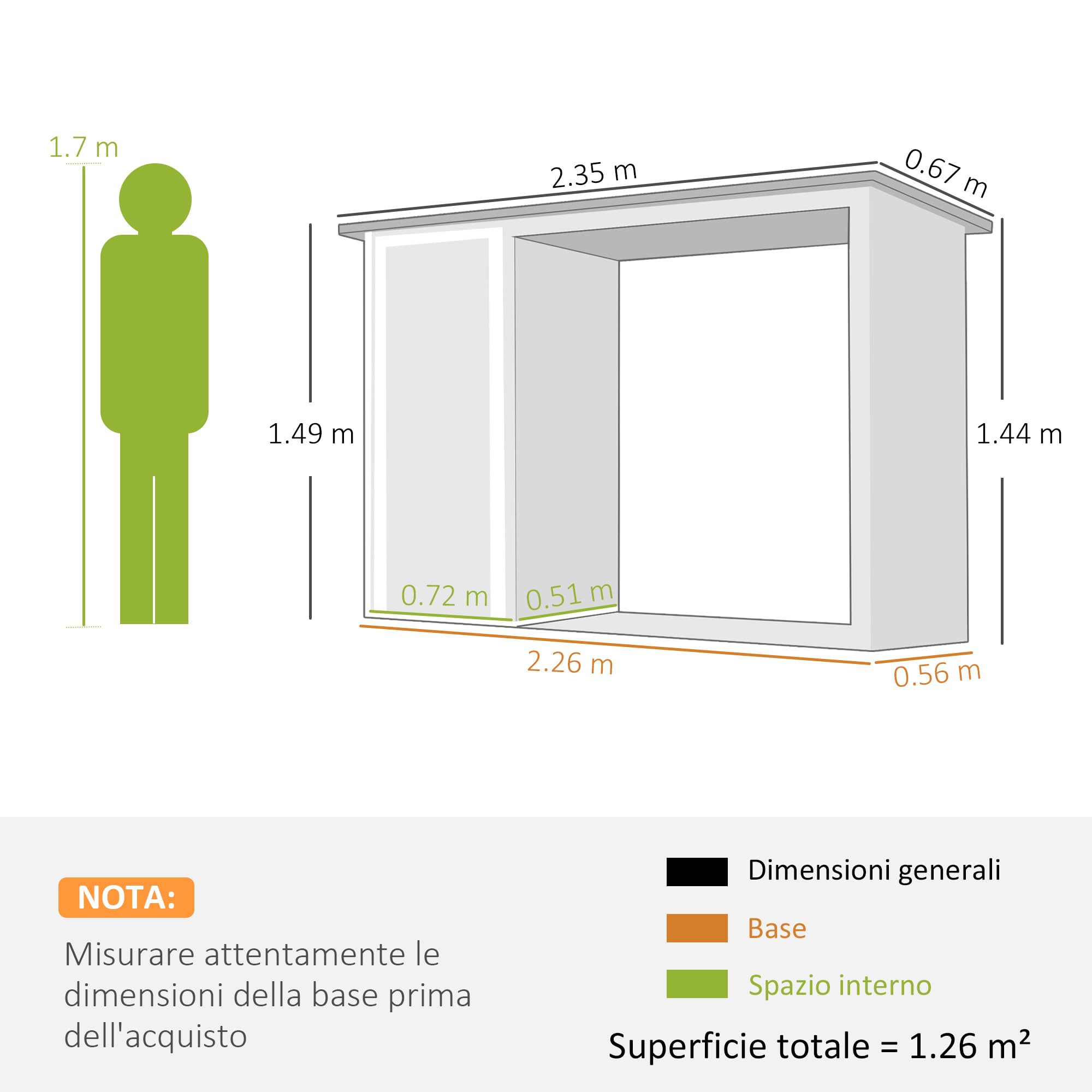 Outsunny Portalegna da Esterno 2 in 1 1.26 m² con Tetto inclinato Grigio | Armadietto Porta Attrezzi, Legnaia da Esterno in Acciaio Zincato, Capanno Casetta Porta Legna
