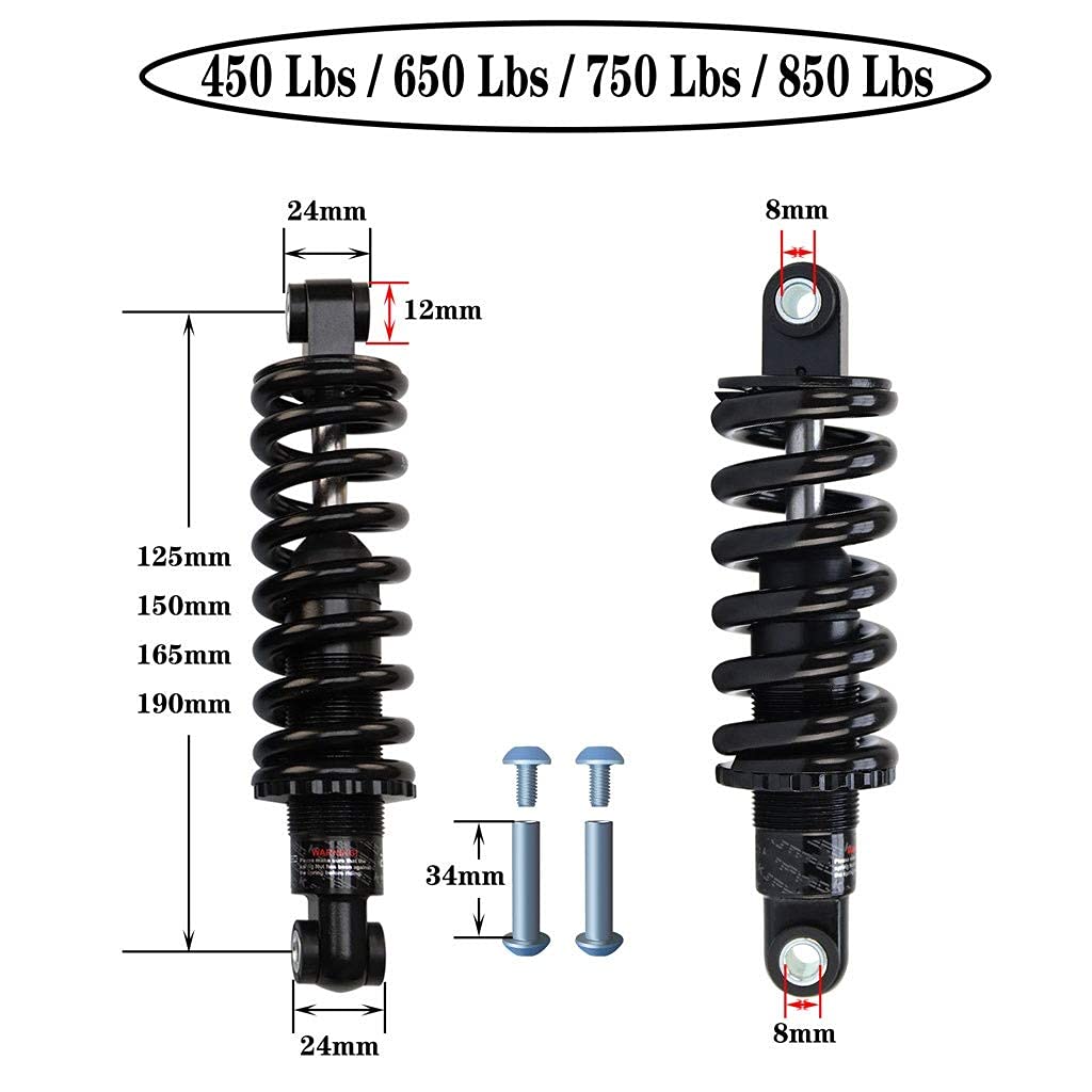 Tylny amortyzator rowerowy 125 mm/150 mm/165 mm/190 mm regulowana sprężyna 450 Lbs/650 Lbs/750 Lbs/850 lb