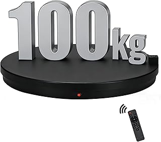 MocArt 6062AR Elektrischer Drehteller, 62 cm Durchmesser, 100 kg Tragfähigkeit, 360° Bidirektionale Drehung, Fernbedienung, Leiser Motor, Für Fotografie & Präsentation (Schwarz)