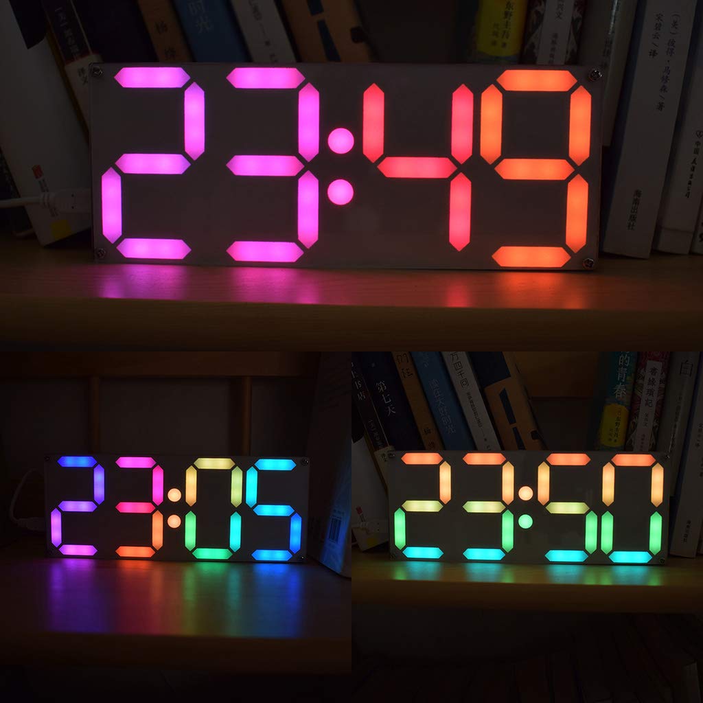 GUMEI Grand kit de Bricolage d'horloge de Tube numérique DS3231 de Couleur Arc-en-Ciel avec des Couleurs Personnalisables