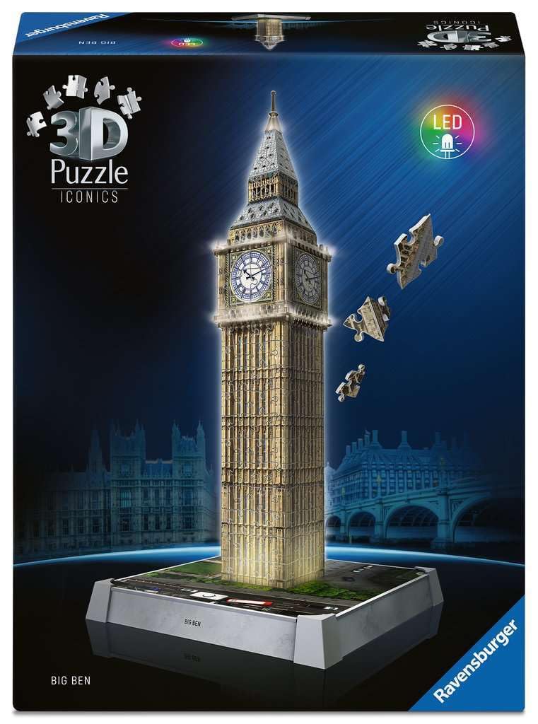 Amazon.com: Ravensburger Iconics: Big Ben 3D Puzzle with Light for
