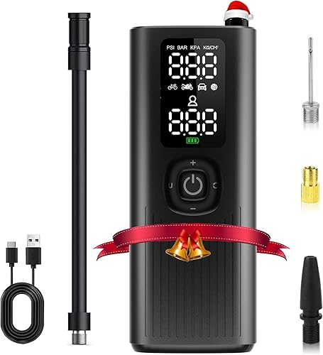 Inflador de neumáticos compresor de aire portátil (hasta 150 PSI), bomba de aire inalámbrica con pantalla LED, medidor digital de presión de
