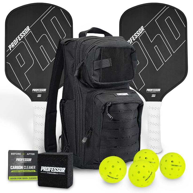 Professor Pickleball PHD Bundle - 2 PHD, Court Commander Backpack, 4-Pack of Pickleballs, Pickleball...