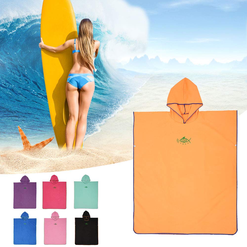 Poncho de Bain, Poncho de Surf, Serviette de Bain Ultra légère, Aide au déménagement, Peignoir à séchage Rapide en Microfibre pour Femme, Homme et Enfant, 90 x 110 cm