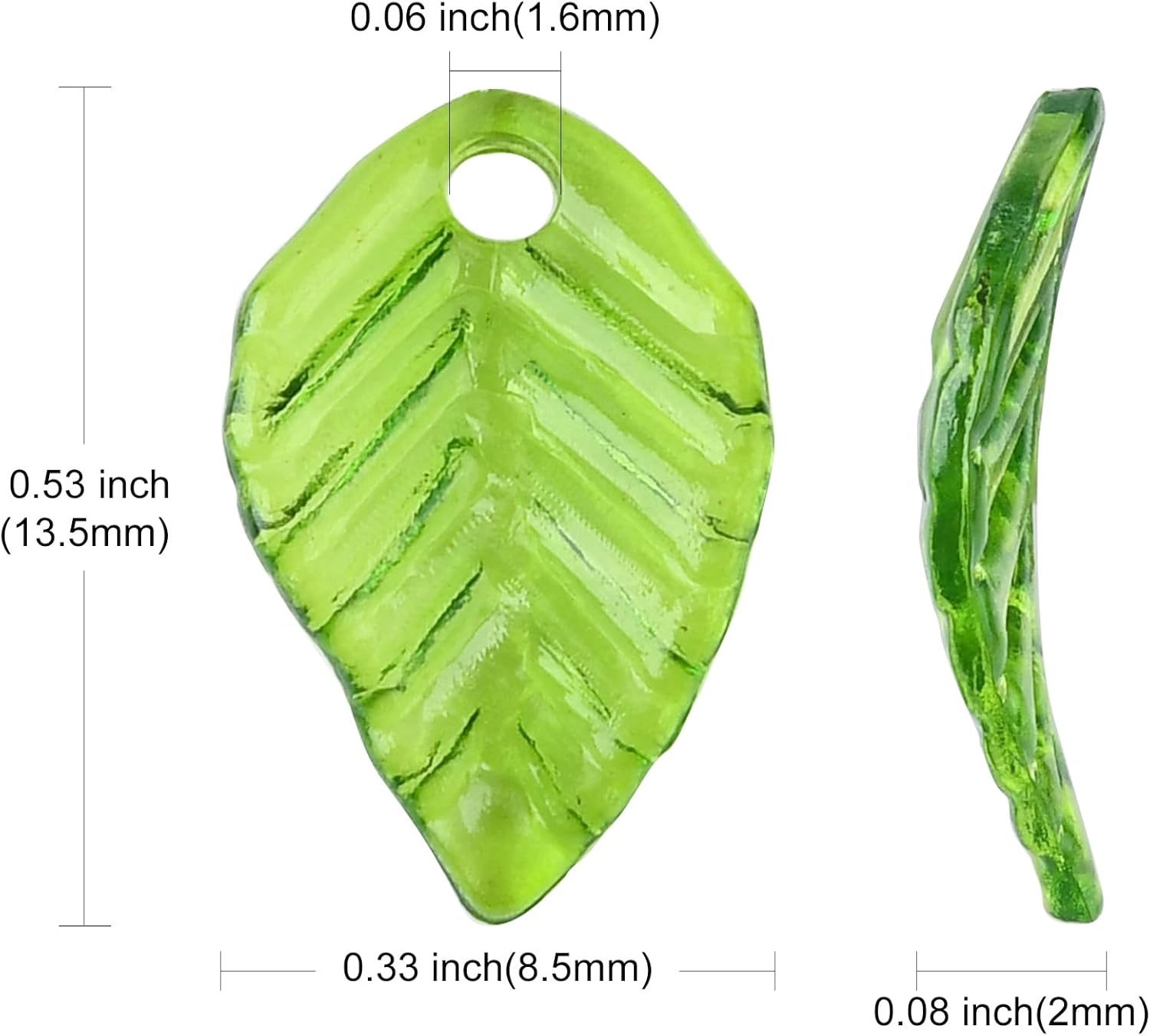 KitBeads 100pcs Acrylic Green Leaf Charms Spring Summer Plant Charms Transparent Tree Leaves Charms for Jewelry Making Necklace Bracelets Bulk - Image 2
